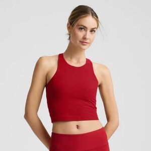 Beyond Yoga Spacedye High Neck Cropped Tank in Holly Red Heather size Small
